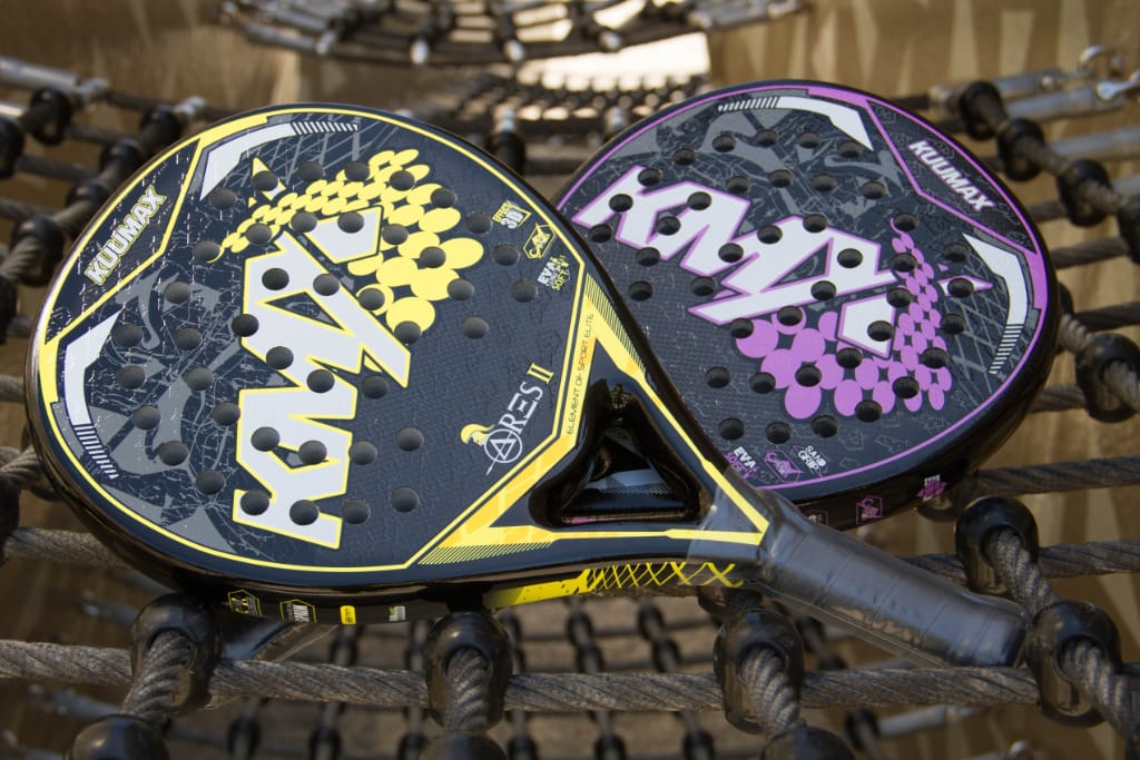 Padel Rackets on a net